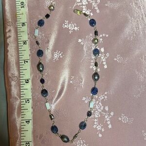 Elegant lapis, and freshwater pearl in Sterling silver necklace